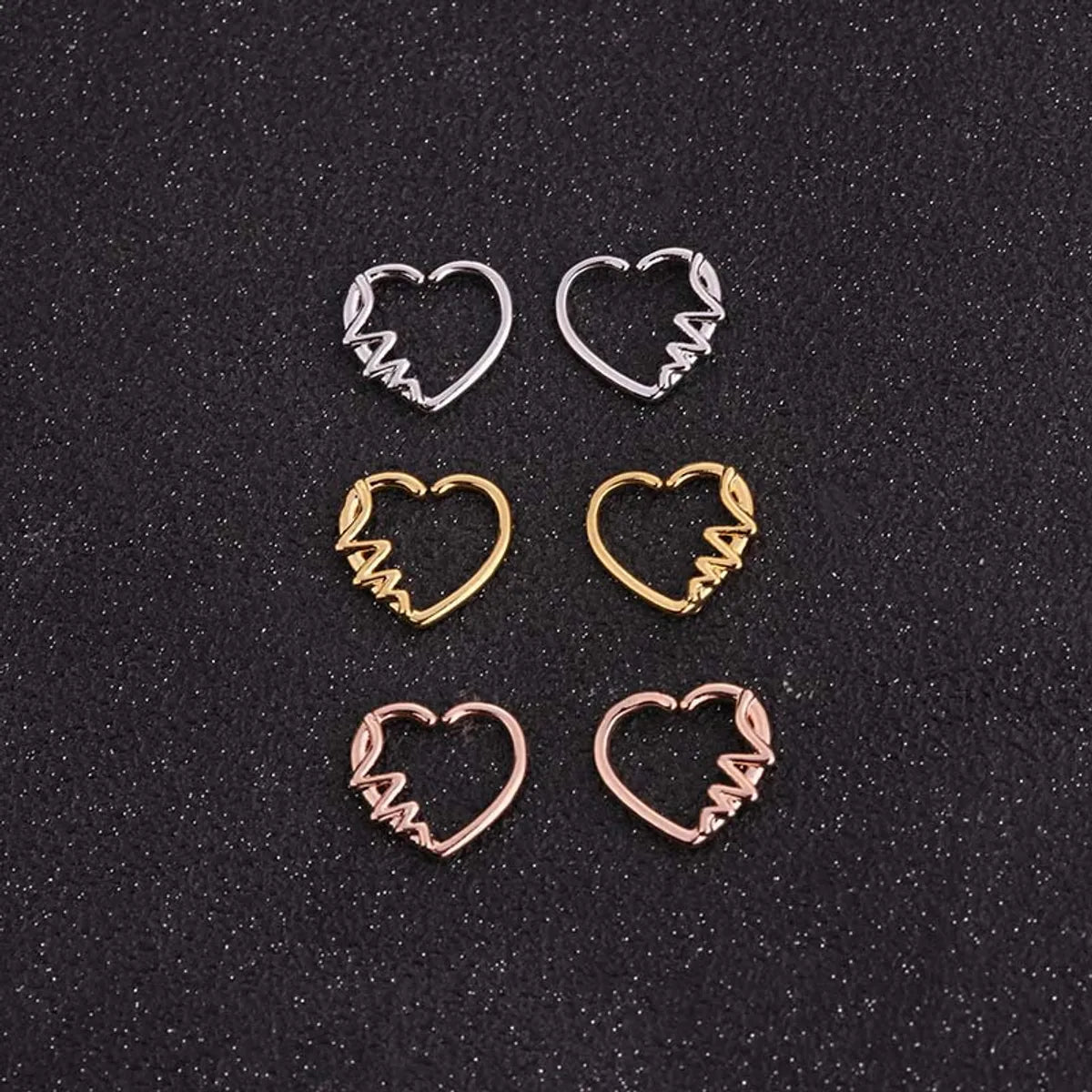 Hot Selling Micro-inlaid Zircon Round Nose Ring Peach Heart Stud Earrings