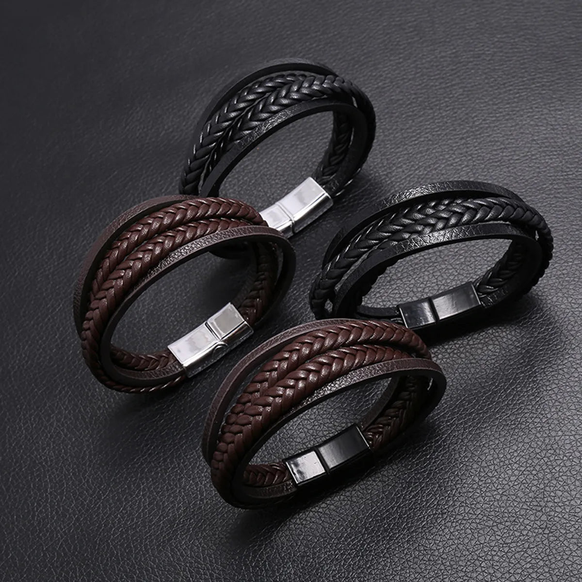 Fashion Geometric Pu Leather No Inlaid Unisex Bracelets