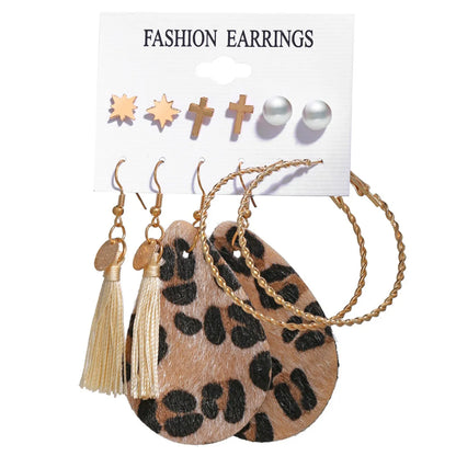 Hot Selling Tassel Earrings Creative Simple Retro  Earring Set 6 Pairs