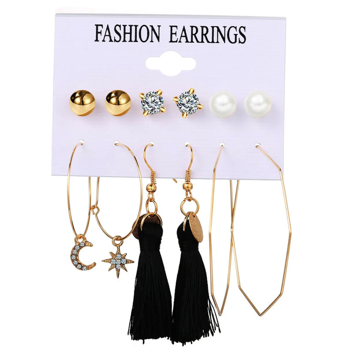 Hot Selling Tassel Earrings Creative Simple Retro  Earring Set 6 Pairs