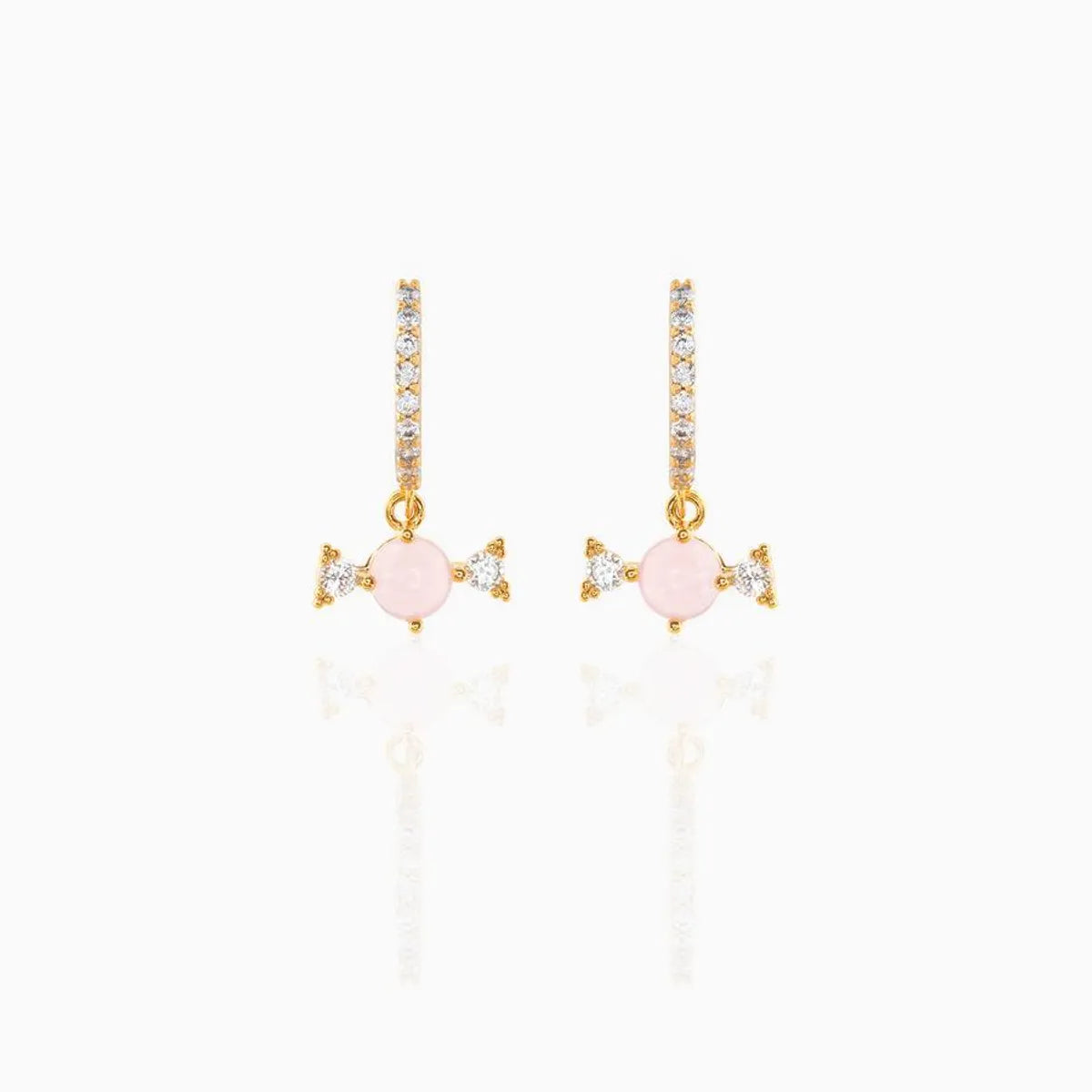 Geometric Brass Zircon Earrings