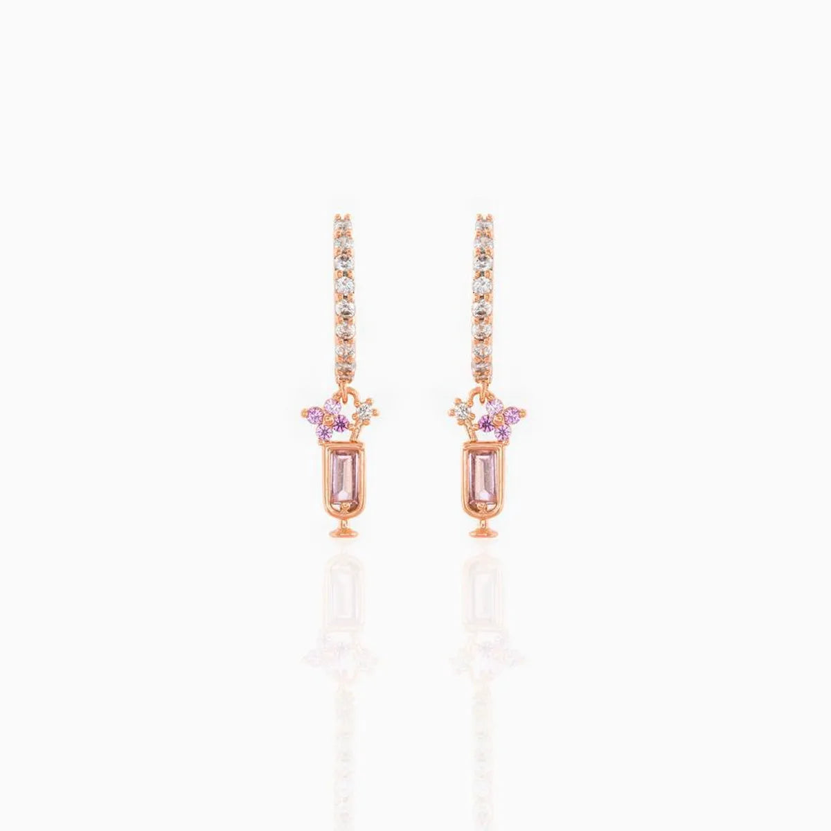 Geometric Brass Zircon Earrings