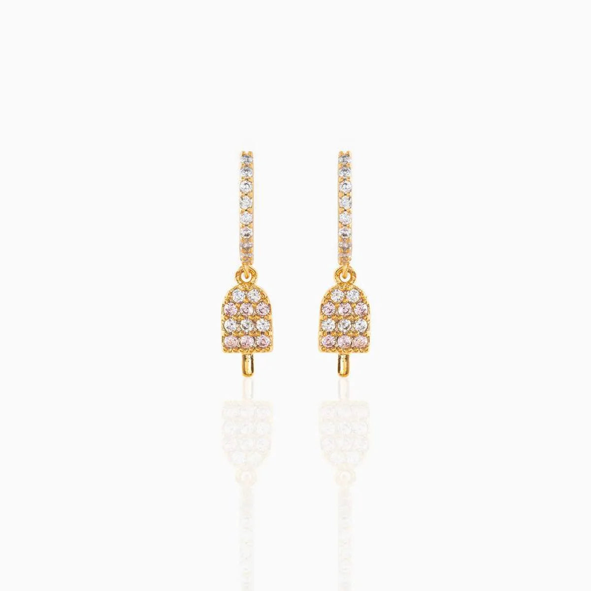 Geometric Brass Zircon Earrings