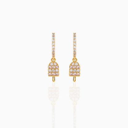 Geometric Brass Zircon Earrings