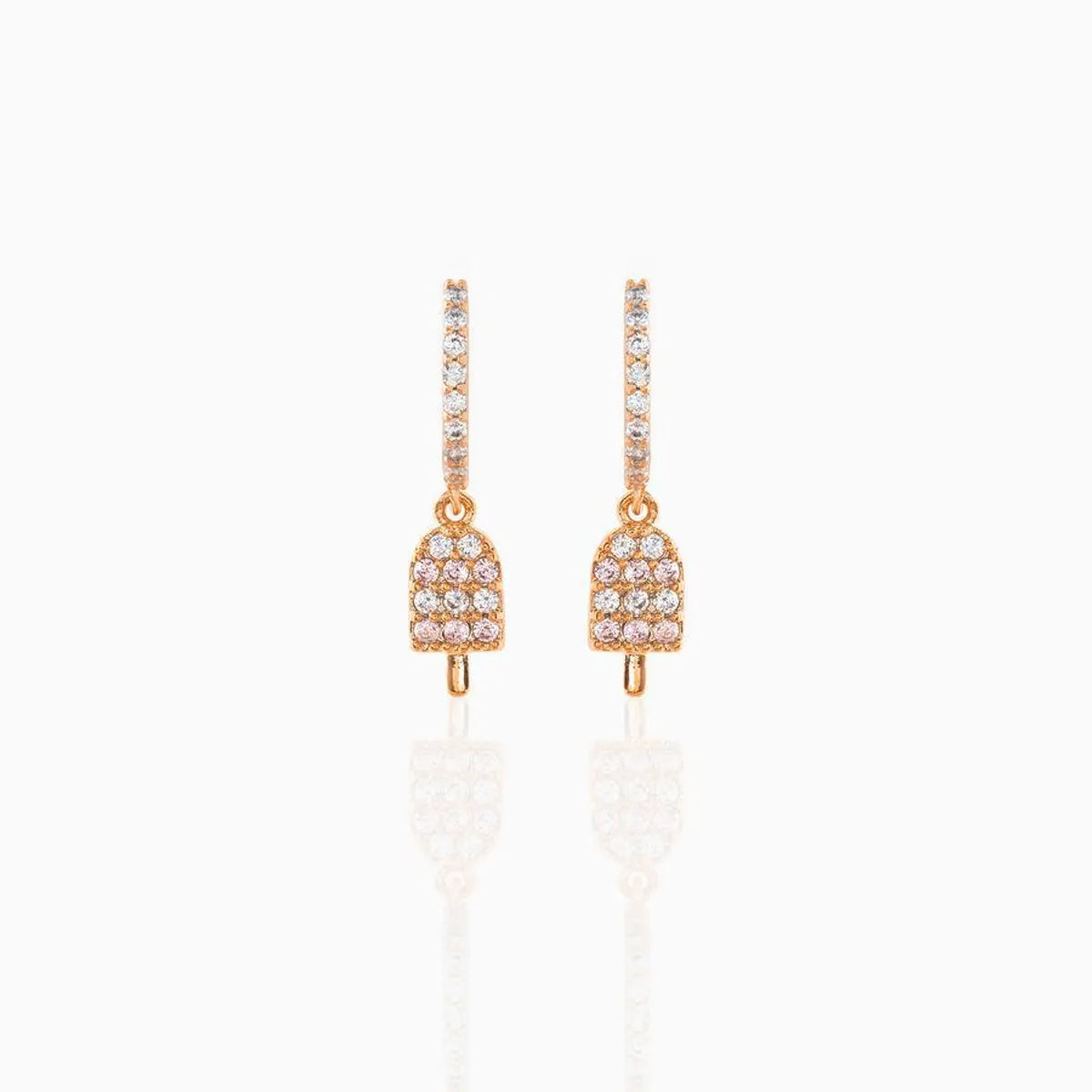 Geometric Brass Zircon Earrings