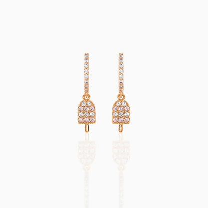 Geometric Brass Zircon Earrings