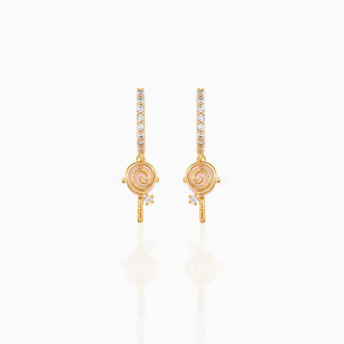 Geometric Brass Zircon Earrings