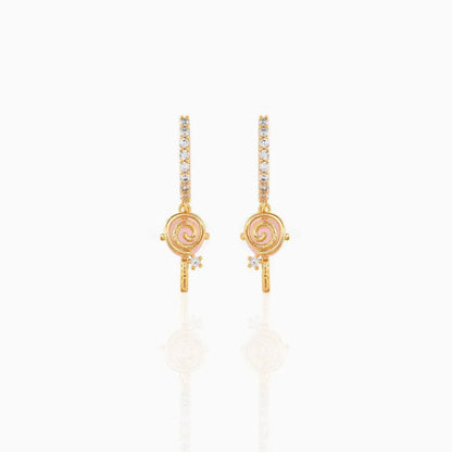 Geometric Brass Zircon Earrings