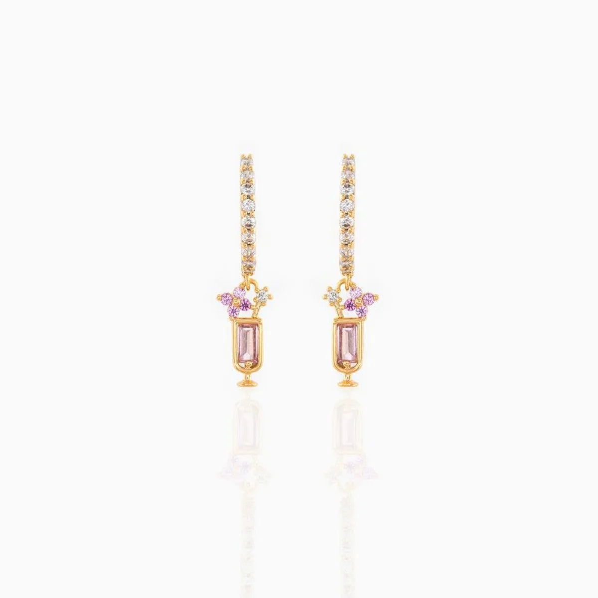 Geometric Brass Zircon Earrings