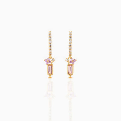 Geometric Brass Zircon Earrings