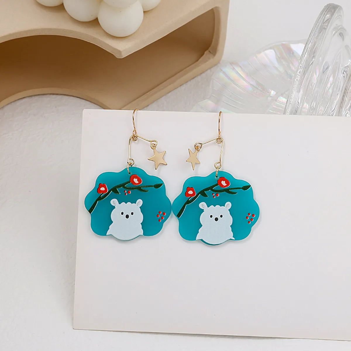 IG Style Animal Leaves Flower 3D Print Arylic Earrings