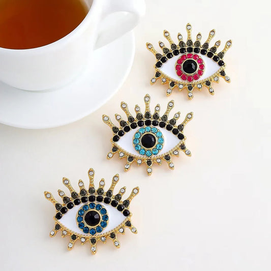 IG Style Artistic Devil'S Eye Copper Plating Inlay Rhinestones Women'S Brooches