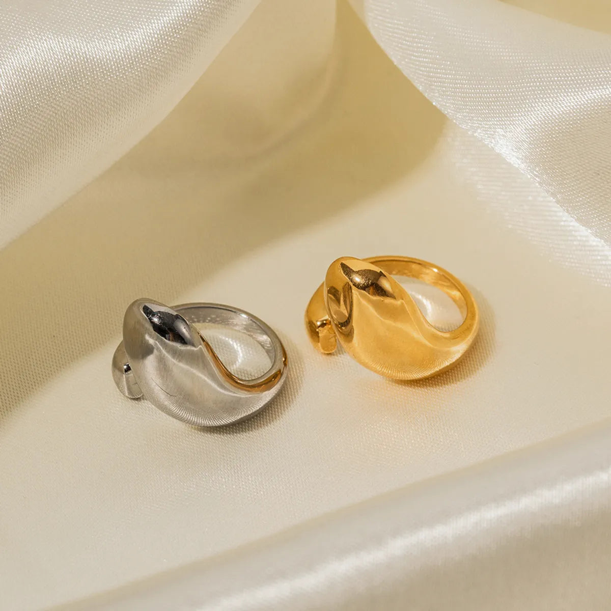 Ig Style Asymmetrical Stainless Steel Plating 18k Gold Plated Open Rings