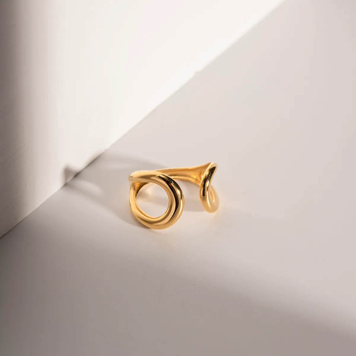 Ig Style Asymmetrical Stainless Steel Plating 18k Gold Plated Open Rings