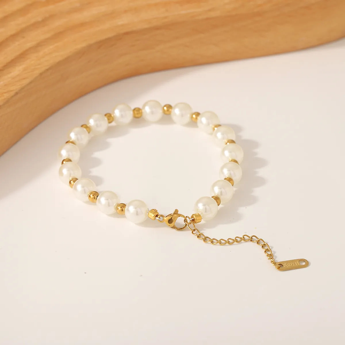 Ig Style Baroque Style French Style Pearl Stainless Steel Beaded Plating 18k Gold Plated Women's Bracelets