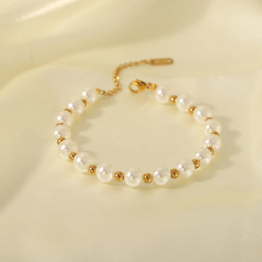 Ig Style Baroque Style French Style Pearl Stainless Steel Beaded Plating 18k Gold Plated Women's Bracelets