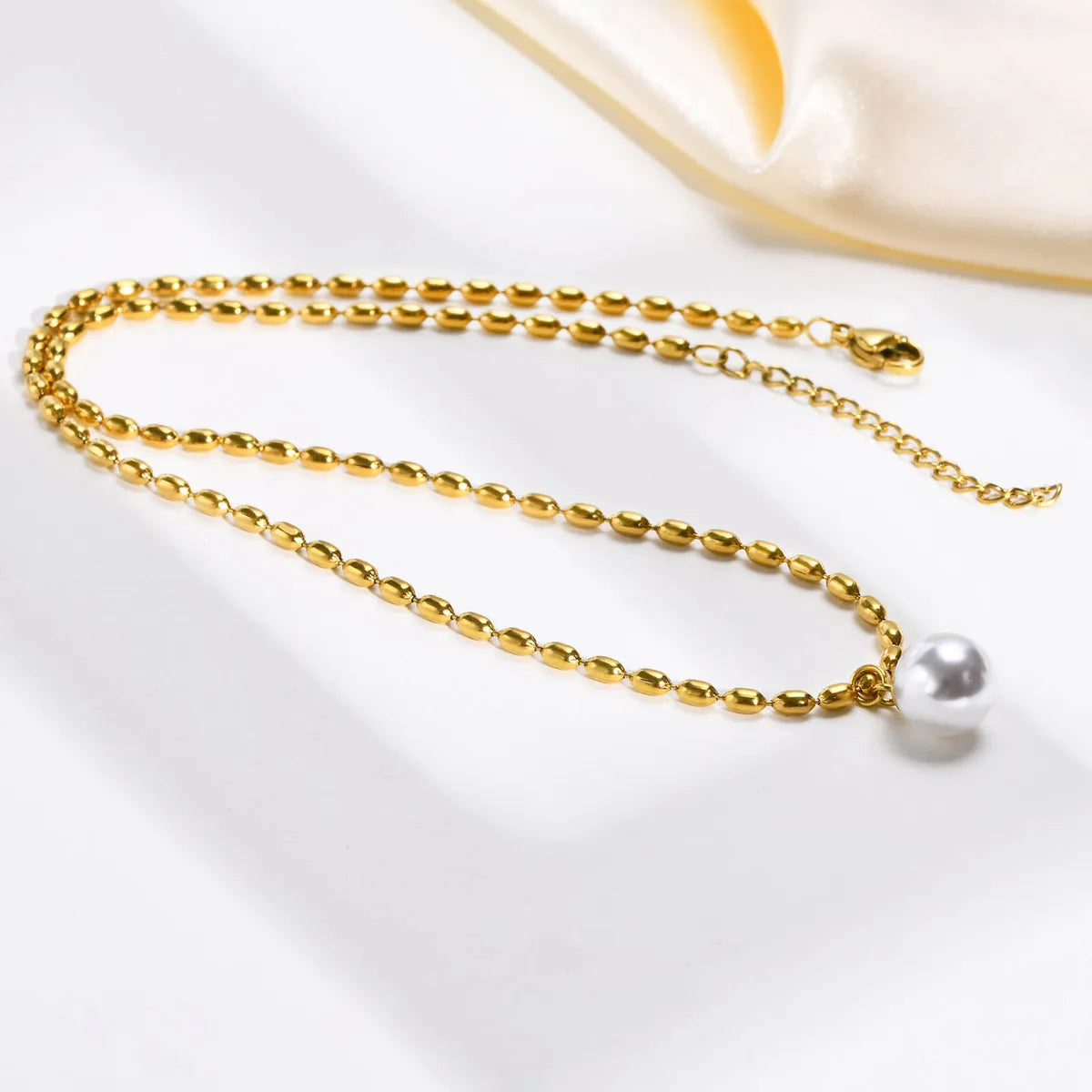 Ig Style Baroque Style Solid Color Stainless Steel Polishing Plating Inlay Artificial Pearls 18k Gold Plated Pendant Necklace