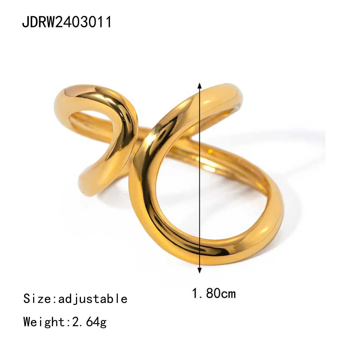 IG Style Basic Classic Style Geometric Solid Color 304 Stainless Steel 18K Gold Plated Open Rings In Bulk