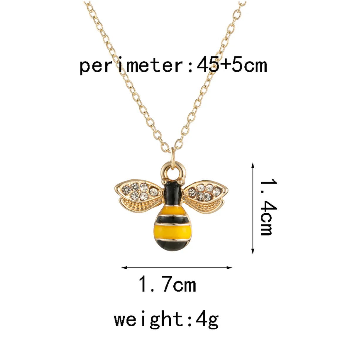 IG Style Basic Korean Style Bee Alloy Enamel Plating Inlay Rhinestones Gold Plated Silver Plated Women'S Pendant Necklace