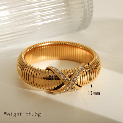 IG Style Basic Solid Color 304 Stainless Steel 18K Gold Plated Bangle In Bulk