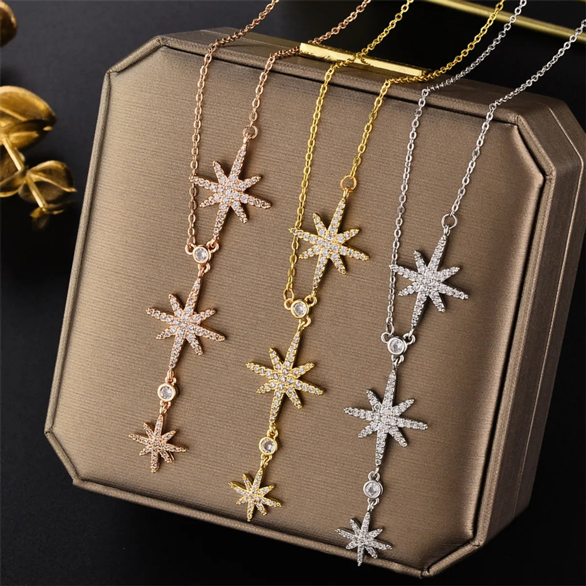 Ig Style Basic Star Titanium Steel Inlay Zircon Necklace