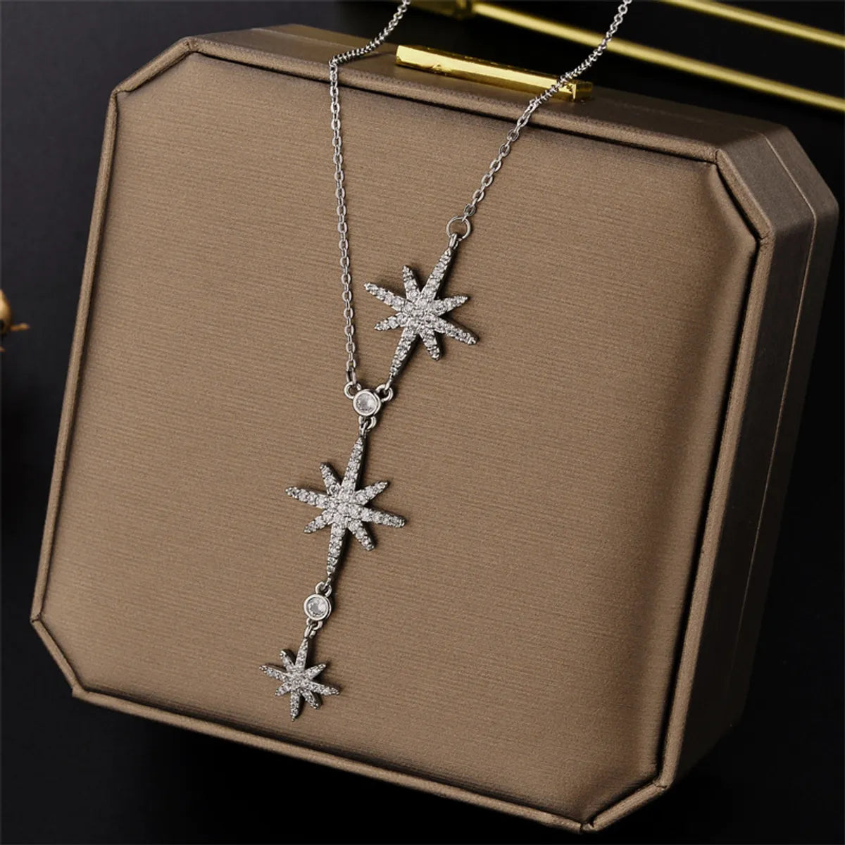 Ig Style Basic Star Titanium Steel Inlay Zircon Necklace