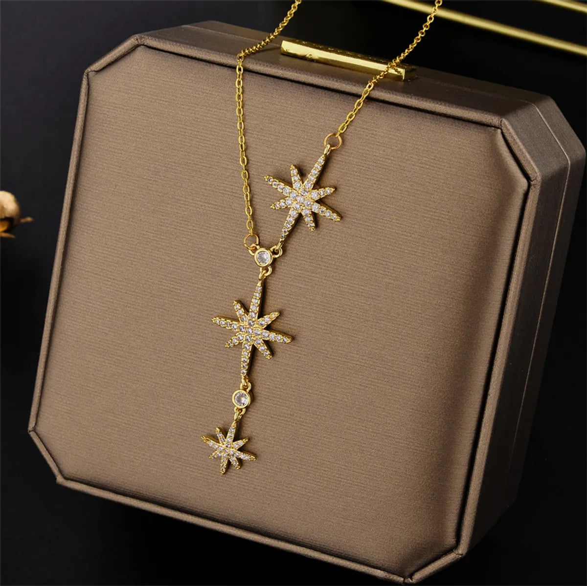 Ig Style Basic Star Titanium Steel Inlay Zircon Necklace