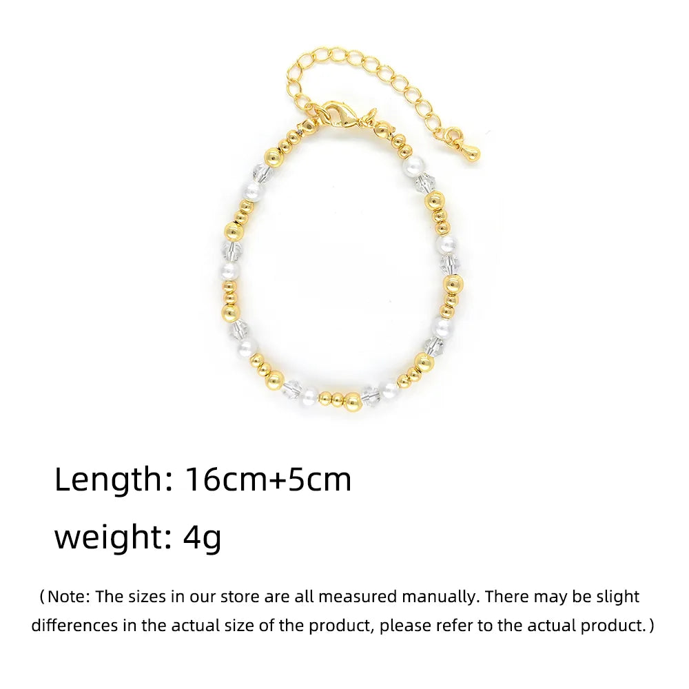 IG Style Bohemian Simple Style Geometric Artificial Pearl Copper Wholesale Bracelets