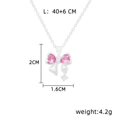 Ig Style Bow Knot Titanium Steel Pendant Necklace