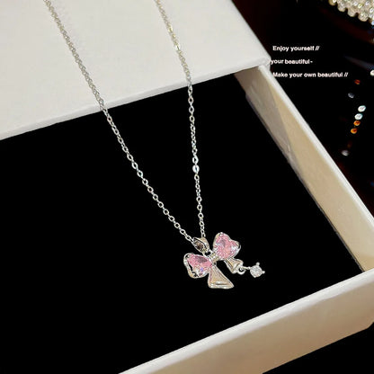 Ig Style Bow Knot Titanium Steel Pendant Necklace