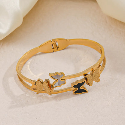 Ig Style Butterfly Stainless Steel Plating 18k Gold Plated Bangle