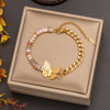 IG Style Butterfly 304 Stainless Steel 18K Gold Plated Artificial Rhinestones Bracelets In Bulk