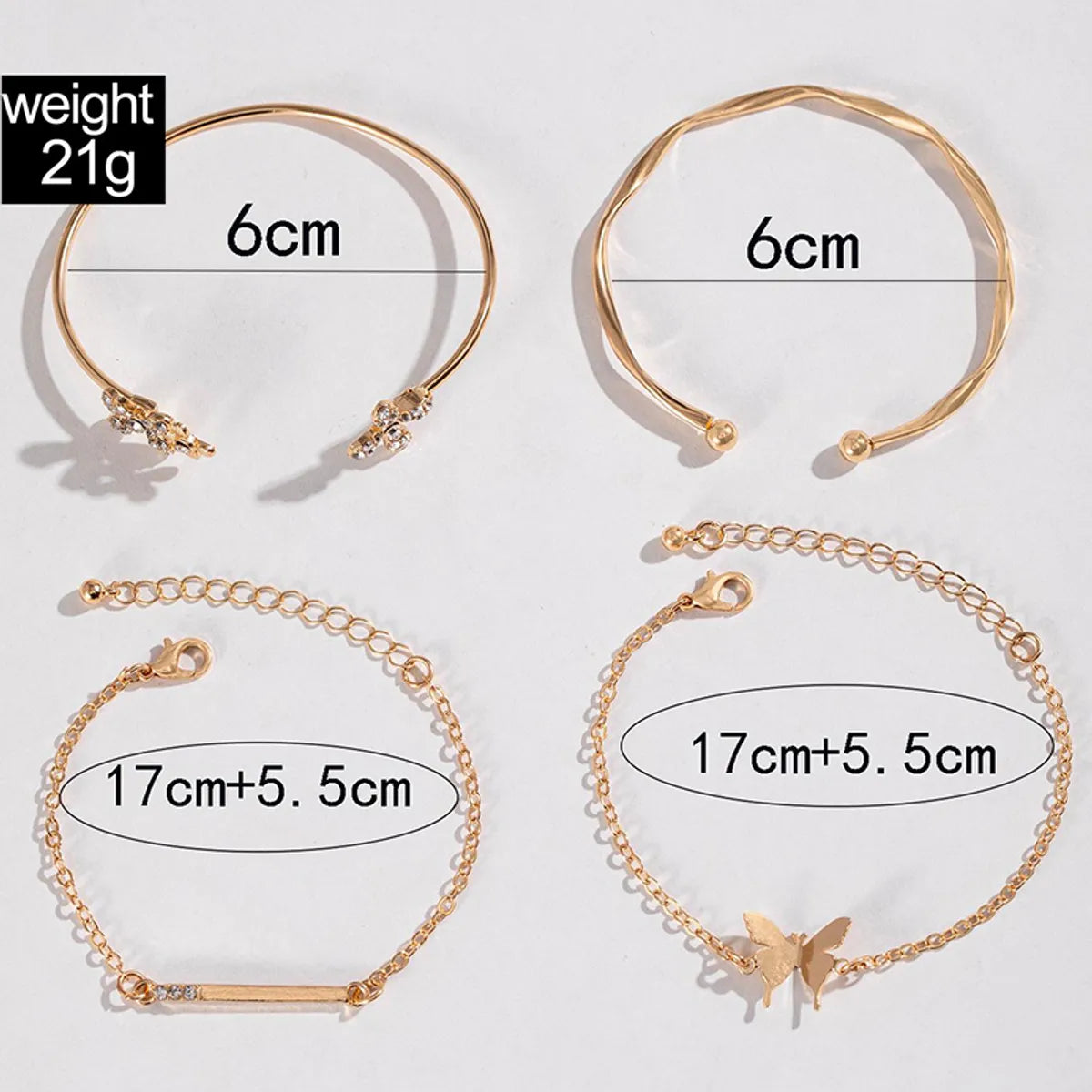 IG Style Butterfly Zircon Alloy Wholesale Bangle