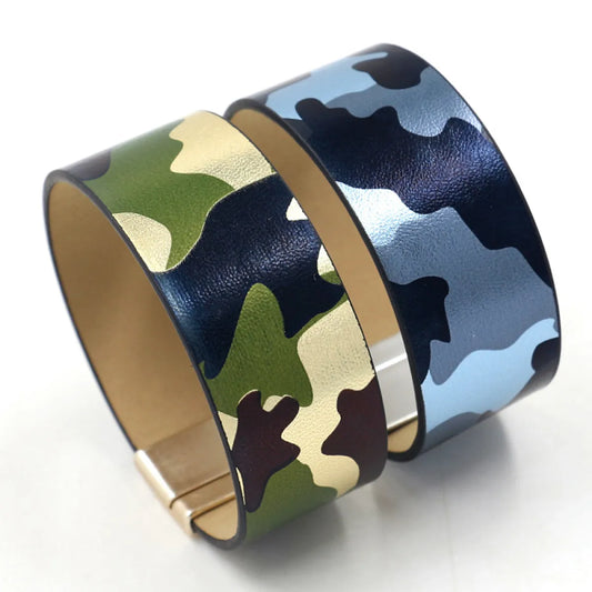 Ig Style Camouflage Pu Leather Unisex Bangle