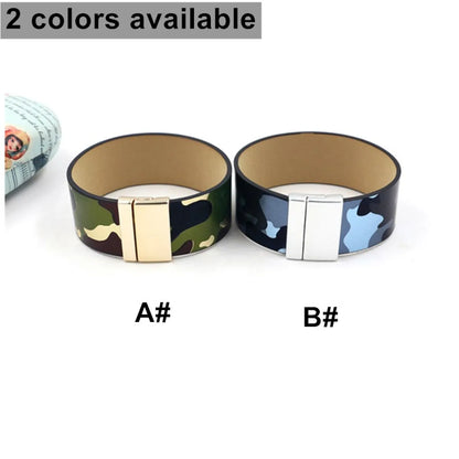 Ig Style Camouflage Pu Leather Unisex Bangle