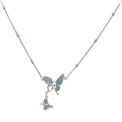 IG Style Casual Butterfly Artificial Gemstones Moonstone Alloy Wholesale Necklace