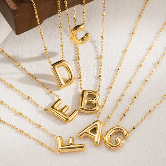 Ig Style Casual Classic Style Letter Stainless Steel Solid Color 18k Gold Plated Pendant Necklace