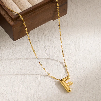 Ig Style Casual Classic Style Letter Stainless Steel Solid Color 18k Gold Plated Pendant Necklace