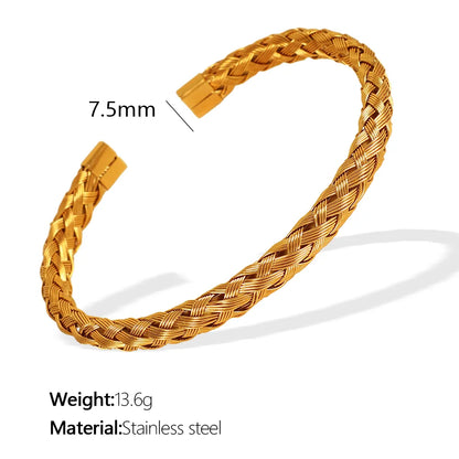 IG Style Casual Commute C Shape 304 Stainless Steel 18K Gold Plated Bangle In Bulk