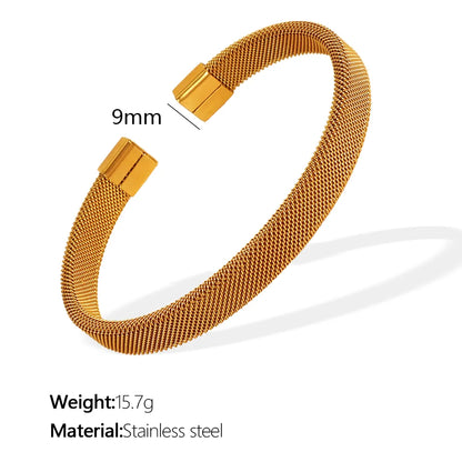 IG Style Casual Commute C Shape 304 Stainless Steel 18K Gold Plated Bangle In Bulk