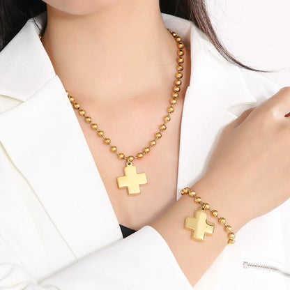 Ig Style Casual Cross Titanium Steel Plating Bracelets Necklace