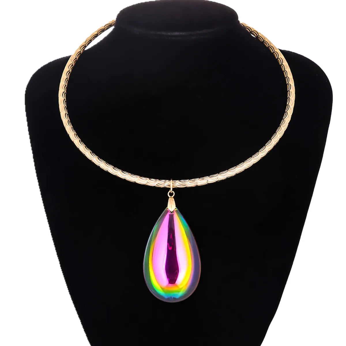 IG Style Casual Ethnic Style Water Droplets Glass Aluminum Wholesale Pendant Necklace