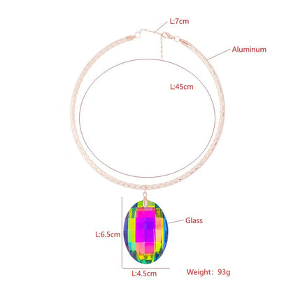 IG Style Casual Ethnic Style Water Droplets Glass Aluminum Wholesale Pendant Necklace