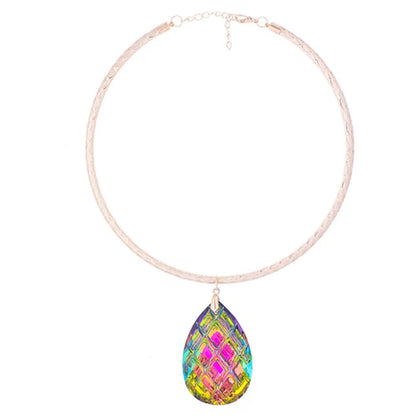 IG Style Casual Ethnic Style Water Droplets Glass Aluminum Wholesale Pendant Necklace