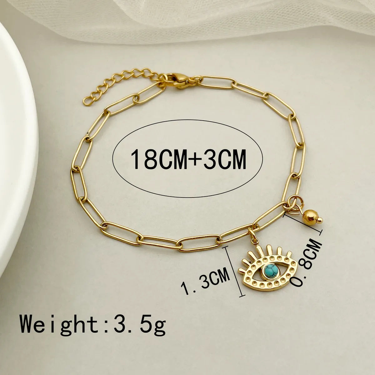 Ig Style Casual Eye Stainless Steel Plating Hollow Out Inlay Turquoise Gold Plated Bracelets