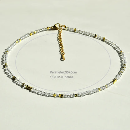 IG Style Casual Geometric 304 Stainless Steel Artificial Crystal Beaded Gold Plated Women'S Necklace