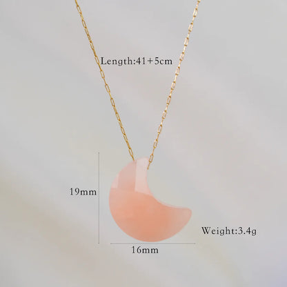 IG Style Casual Geometric Sector Moon Natural Stone Titanium Steel Natural Stone Pendant Necklace Necklace In Bulk