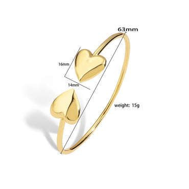 Ig Style Casual Heart Shape Copper 18k Gold Plated Bangle In Bulk