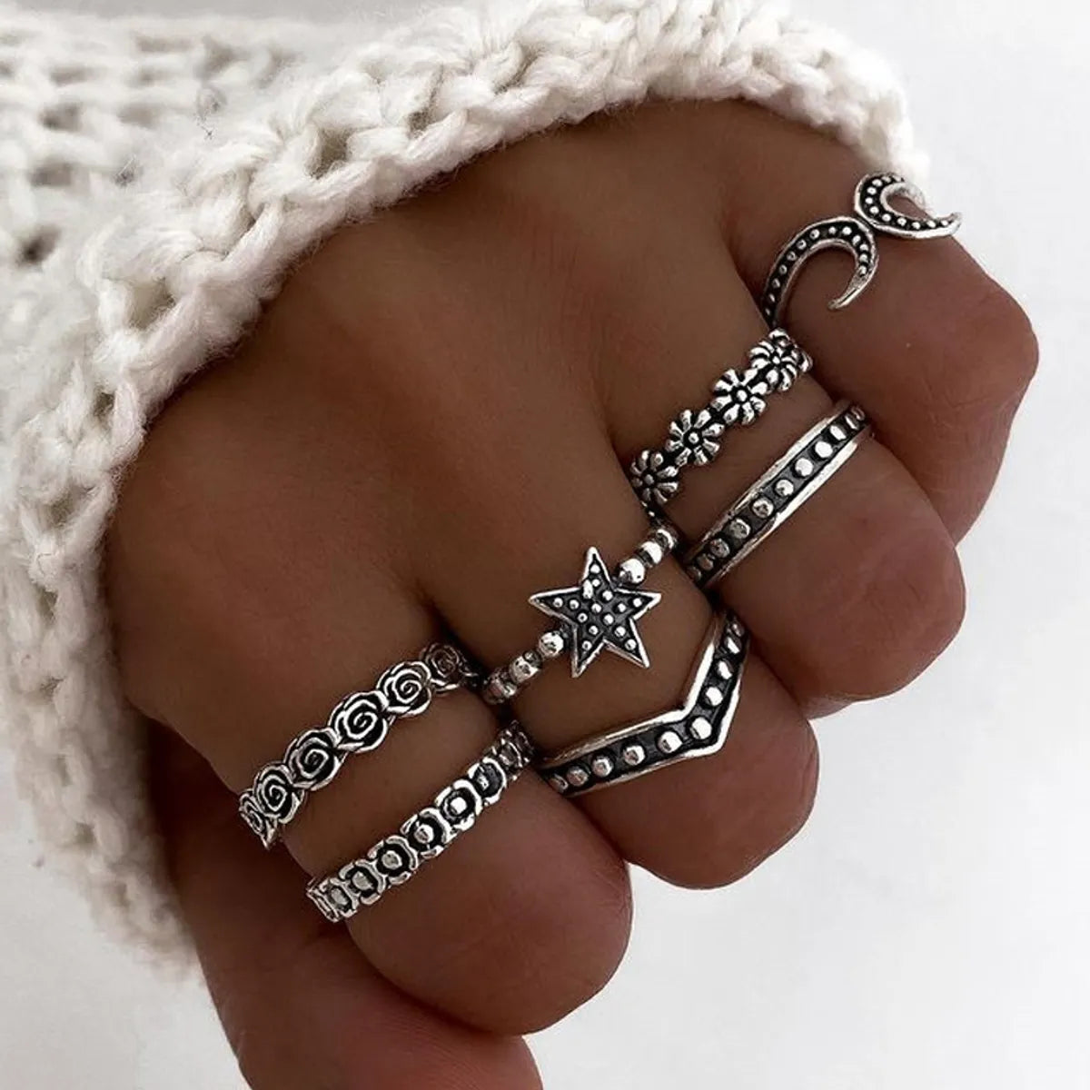 Ig Style Casual Heart Shape Flower Bow Knot Alloy Women's Rings