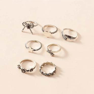 Ig Style Casual Heart Shape Flower Bow Knot Alloy Women's Rings